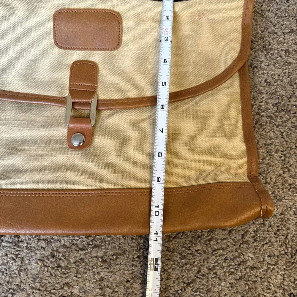 Vintage Charles Revson Attache Briefcase‎ by Ultima II Beige Brown Woven Canvas